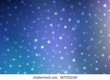 Rosa oscuro, fondo vectorial azul con hermosos copos de nieve, estrellas. Ilustración abstracta brillante con formas de hielo de cristal degradado. Diseño para el anuncio de Año Nuevo, folletos.