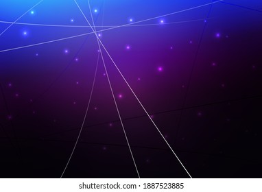 Dark Pink, Blue vector background with triangles, circles. Circles, lines on abstract background with colorful gradient. Modern design for your business card.