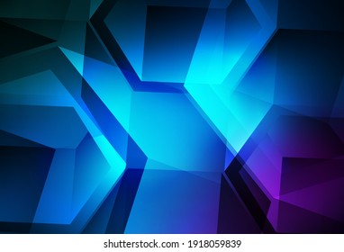 Dark Pink, Blue vector background with triangles, rectangles. Decorative design in abstract style with lines, cubes. Background for a cell phone.