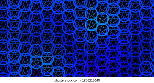 Dark Pink, Blue vector background with occult symbols. Abstract illustration with gothic gradient shapes. Design for magic, spiritual events.