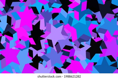 Dark Pink, Blue vector background with colored stars. Decorative shining illustration with stars on abstract template. Best design for your ad, poster, banner.