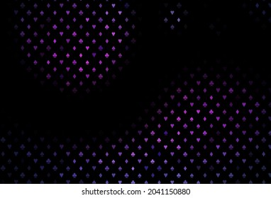 Dark pink, blue vector background with cards signs. Illustration with set of hearts, spades, clubs, diamonds. Pattern for leaflets of poker games, events.