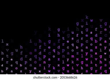 Dark pink, blue vector background with signs of alphabet. Modern geometrical illustration with ABC english symbols. Best design for your ad, poster, banner of college.