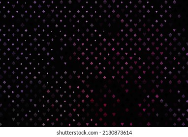 Fondo vectorial azul, rosa oscuro, con carteles de tarjetas. Ilustración brillante con corazones, espadas, palos, diamantes. Patrón para anuncios de fiestas, eventos en Las Vegas.