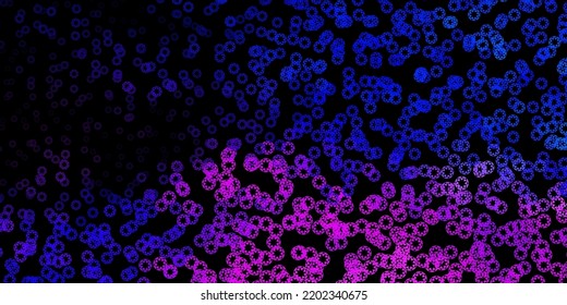 Dark pink, blue vector background with bubbles. Abstract decorative design in gradient style with bubbles. Pattern for websites.