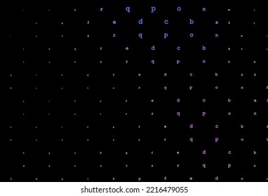 Dark pink, blue vector background with signs of alphabet. Blurred design in simple style with signs of alphabet. Template can be used as a background for ads of typography.