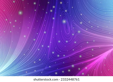 Dark Pink, Blue vector background with circles, curve lines. Abstract illustration with volumetric figures. Wallpaper for a cell phone.