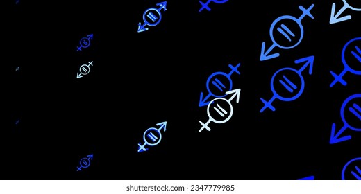 Dark Pink, Blue vector background with woman symbols. Colorful feminism symbols with a gradient in modern style. Elegant design for wallpapers.