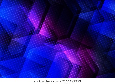Pink oscuro, fondo vector azul con conjunto de hexágonos. Hexagones coloridos sobre fondo borroso. Patrón para las páginas de aterrizaje.