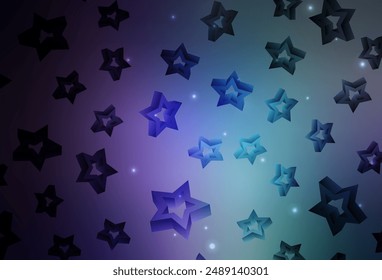 Dark Pink, Blue vector background with colored stars. Modern geometrical abstract illustration with stars. Pattern for futuristic ad, booklets.