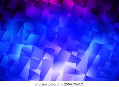 Dunkelrosa, blauer Vektorhintergrund im polygonalen Stil. Abstrakte, glitzernde Illustration mit rechteckigen Formen. Muster für Werbung.