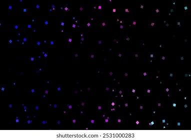 Rosa oscuro, fondo de Vector azul con triángulos, círculos, cubos. Ilustración con conjunto de círculos coloridos, triángulos, cuadrados. Patrón para comerciales.