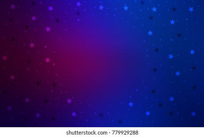 Dark Pink, Blue vector background with colored stars. Glitter abstract illustration with colored stars. The template can be used as a background.