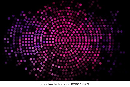 Dark Pink, Blue vector banner with circles, spheres. Abstract spots. Background of Art bubbles in halftone style with colored gradient.