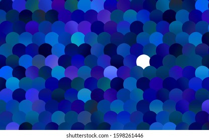 Dark Pink, Blue vector banner with circles, spheres. Abstract spots. Background of Art bubbles in halftone style with colored gradient.