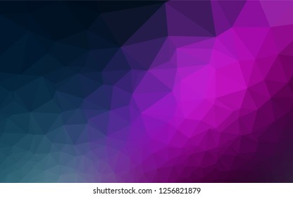Dark Pink, Blue vector blurry hexagon template. Triangular geometric sample with gradient.  Brand new style for your business design.