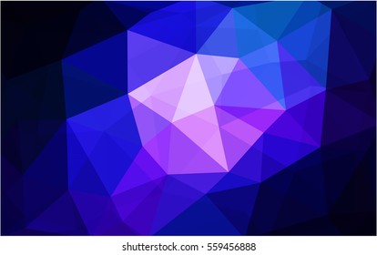 Dark Pink Blue vector blurry triangle background design. Geometric background in Origami style with gradient. 