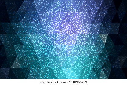 Dark Pink, Blue vector christmas polygon background. Low poly Illustration consisting of triangles with snowflakes. Texture background of New Year celebration.