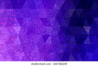 Dark Pink, Blue vector christmas polygon background. Low poly Illustration consisting of triangles with snowflakes. Texture background of New Year celebration.