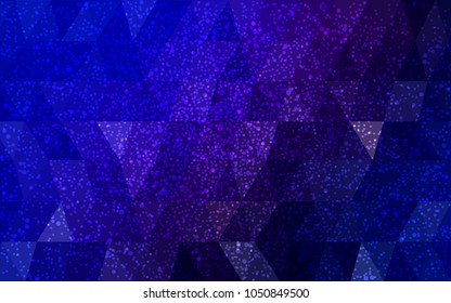Dark Pink, Blue vector christmas postcard low polygon background. Illustration consisting of triangles. Abstract triangular polygonal origami or crystal design of New Year celebration.