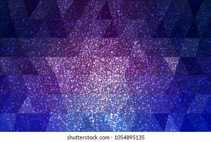 Dark Pink, Blue vector christmas postcard low polygon background. Illustration consisting of triangles. Abstract triangular polygonal origami or crystal design of New Year celebration.