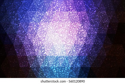 Dark Pink Blue vector christmas polygon background. Low poly Illustration consisting of triangles with snowflakes. Texture, seamless background of New Year celebration.
