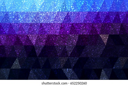 Dark Pink, Blue vector christmas polygon background. Low poly Illustration consisting of triangles with snowflakes. Texture background of New Year celebration.