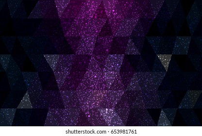 Dark Pink, Blue vector christmas polygon background. Low poly Illustration consisting of triangles with snowflakes. Texture background of New Year celebration.