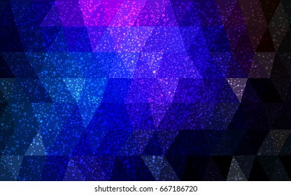 Dark Pink, Blue vector christmas postcard low polygon background. Illustration consisting of triangles. Abstract triangular polygonal origami or crystal design of New Year celebration.
