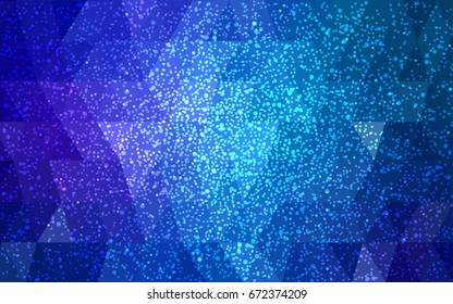 Dark Pink, Blue vector christmas polygon background. Low poly Illustration consisting of triangles with snowflakes. Texture background of New Year celebration.