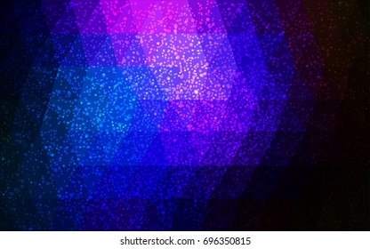 Dark Pink, Blue vector christmas polygon background. Low poly Illustration consisting of triangles with snowflakes. Texture background of New Year celebration.