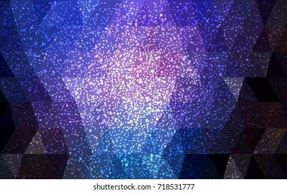 Dark Pink, Blue vector christmas polygon background. Low poly Illustration consisting of triangles with snowflakes. Texture background of New Year celebration.