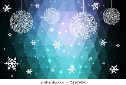 Dark Pink Blue vector christmas postcard low polygon background. Illustration consisting of triangles. Abstract triangular polygonal origami or crystal design of New Year celebration.