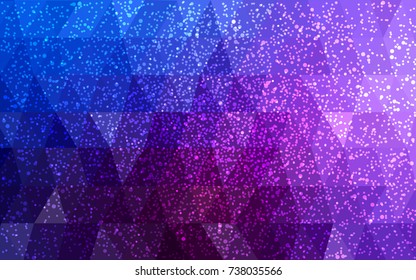 Dark Pink, Blue vector christmas polygon background. Low poly Illustration consisting of triangles with snowflakes. Texture background of New Year celebration.