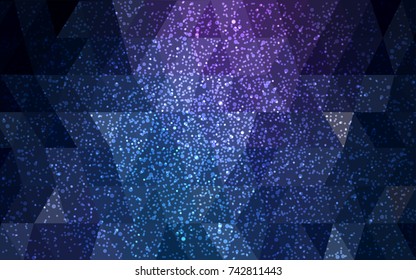 Dark Pink, Blue vector christmas postcard low polygon background. Illustration consisting of triangles. Abstract triangular polygonal origami or crystal design of New Year celebration.