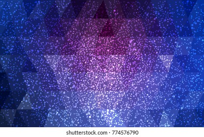 Dark Pink, Blue vector christmas polygon background. Low poly Illustration consisting of triangles with snowflakes. Texture background of New Year celebration.