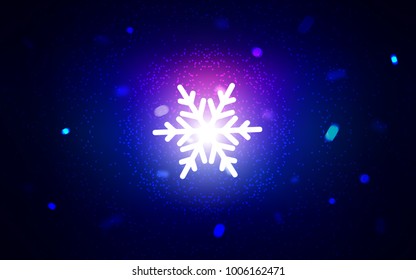 Dark Pink, Blue vector cover with beautiful snowflakes. Glitter abstract illustration with crystals of ice. The pattern can be used for new year leaflets.
