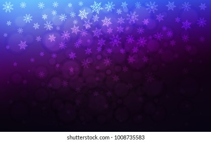 Dark Pink, Blue vector cover with beautiful snowflakes. Blurred decorative design in xmas style with snow. The template can be used as a new year background.