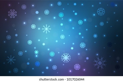 Dark Pink, Blue vector cover with beautiful snowflakes. Modern geometrical abstract illustration with crystals of ice. The template can be used as a new year background.