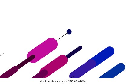 Dark Pink, Blue vector cover with rounded stripes. Modern geometrical abstract illustration with staves. Smart design for your business advert.