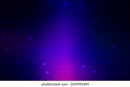 Dark Pink, Blue vector cover with small and big stars. Decorative shining illustration with stars on abstract template. The pattern can be used for websites.