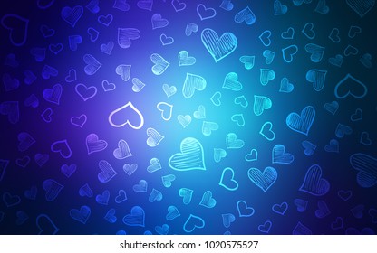 Dark Pink, Blue vector cover with Shining hearts. Illustration with hearts in love concept for valentine's day. Pattern can be used for valentine's ad, booklets.