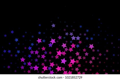 Dark Pink, Blue vector cover with small and big stars. Decorative shining illustration with stars on abstract template. The pattern can be used for new year ad, booklets.