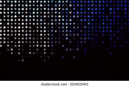 Dark Pink, Blue vector cover with symbols of gamble. Shining illustration with hearts, spades, clubs, diamonds. Smart design for your business advert of casinos.