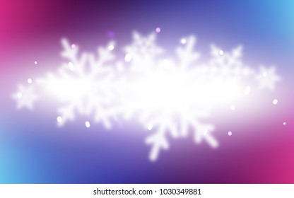 Dark Pink, Blue vector cover with beautiful snowflakes. Modern geometrical abstract illustration with crystals of ice. New year design for your ad, poster, banner.