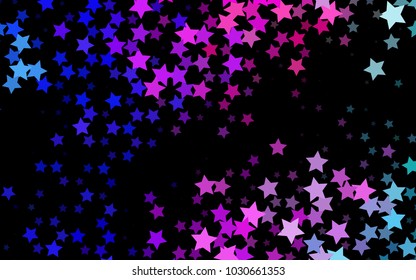 Dark Pink, Blue vector cover with small and big stars. Blurred decorative design in simple style with stars. The pattern can be used for websites.