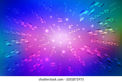 Dark Pink, Blue vector cover with happy holiday ribbons. Beautiful colored illustration with ribbon in celebration style. The pattern can be used for new year ad, booklets.