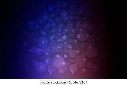 Dark Pink, Blue vector cover with beautiful snowflakes. Shining colored illustration with snow in christmas style. The pattern can be used for year new  websites.