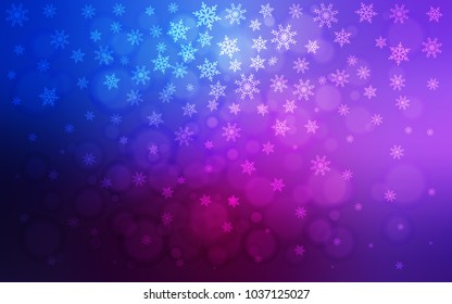 Dark Pink, Blue vector cover with beautiful snowflakes. Modern geometrical abstract illustration with crystals of ice. The template can be used as a new year background.