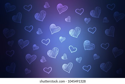 Dark Pink, Blue vector cover with Shining hearts. Illustration with hearts in love concept for valentine's day. Pattern for carnival, festival romantic leaflets.